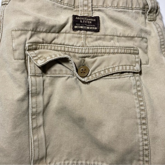 Abercrombie & Fitch Men’s 32R Khakis Chinos Tan Beige Distressed Y2K Zip Fly VTG - Picture 2 of 14